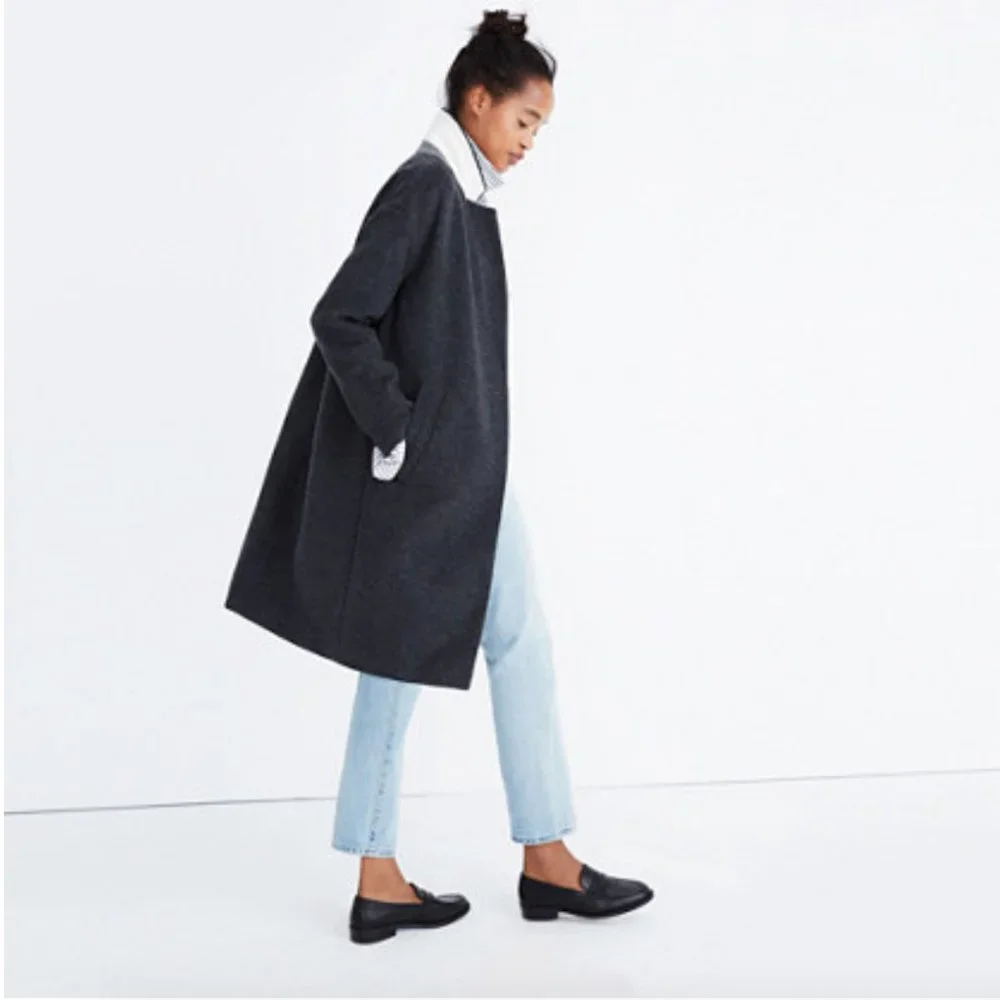 Madewell Monsieur Coat in Dark Gray - Picture 1 of 15